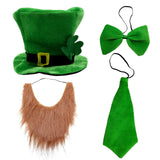 CreepyParty St. Patrick's Day Leprechaun Costume Set – Fun Holiday Gift for Him, 4-Piece Irish Costume Accessories Kit