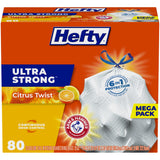 Hefty Ultra Strong 20 Gallon Trash Bags, Citrus Twist Scented Tall Drawstring Bags for a Fresher Wind-Down Kitchen Atmosphere