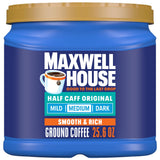 Maxwell House Half Caff Ground Coffee – Home Office Brew for Afternoon Focus Without the Jitters