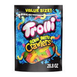 Trolli Sour Brite Crawlers Gummy Worms 28.8 oz Bulk Resealable Bag - Soft Chewy Sour Gummy Candy for Trick or Treat, Birthday Goody Bags, and Playdate Snacks