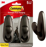 Command Bronze Hooks for Uncluttered Apartment Walls, No-Drill Minimalist Storage