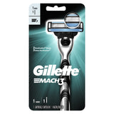 Gillette Mach3 Men's Razor, Sleek Metal Handle for Clutter-Free Vanity Counters