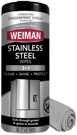 Weiman Stainless Steel Wipes - All-Weather Grill Exterior Cleaner for Deck and Backyard Cooking Stations