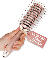 Lily England Vented Hair Brush for Blow Drying - Premium Rose Gold Detangling Brush Crafted for Salon-Quality Blowouts at Home