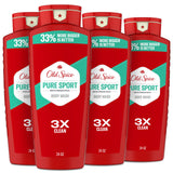 Old Spice Pure Sport Body Wash – Camping & Patio Shower Refresh, Portable 4-Pack for Travel and Adventure