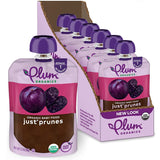Plum Organics Just Prunes – USDA Organic Prune Puree Pouch for Baby Digestive Health, 4+ Months, 3.5 oz, Pack of 4