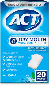 ACT Dry Mouth Gum – Daily Self-Care Chew for Medication-Induced Dry Mouth, Xylitol Soothing Mint
