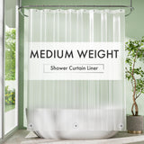 Amazer Odorless PEVA Shower Liner 48 x 72 - Kid-Friendly Family Bathroom Curtain with 3 Magnetic Weights and Mildew-Resistant Surface