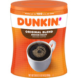 Dunkin' Medium Roast Coffee – Work-from-Home Productivity Cup, Original Blend 30 oz Canister
