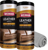 Weiman Leather Care Wipes - Luxury Leather Maintenance for High-End Watch Straps, Couture Footwear, and Bespoke Car Upholstery, 2-Pack