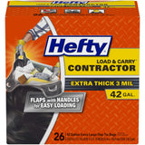 Hefty Load & Carry 42 Gallon Contractor Bags – Reinforced Heavy Duty Bags for Safer Cleanup of Splintered Lumber