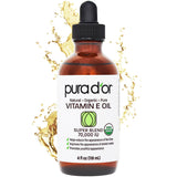 PURA D'OR 4 Oz USDA Organic Vitamin E Oil – Calming Bath Soak and Post-Shower Body Treatment
