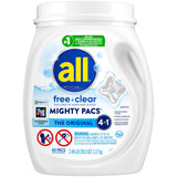 All Free Clear Mighty Pacs – Allergy-Safe Laundry Detergent for Sensitive Skin Households, 60 Count