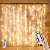 YEOLEH Portable USB Curtain String Lights – Weatherproof Outdoor Setup for Camping, Pergola, and Backyard Parties