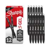Sharpie S-Gel Gel Pens, Black Barrel, Medium Point (0.7mm), Black Gel Ink Pens, 12 Count - Office & Study Desk Companion for Note-Taking