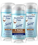 Secret Aluminum Free Deodorant for Women, 48hr Odor Protection, Baking Soda Free Sensitive Skin Formula, Coconut, Rose, Cherry Blossom & White Peach Scents, 2.4 oz (Pack of 4) for Nightly Wind Down and Relaxing Personal Care Routine