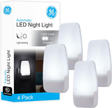 GE Sleeplite Night Light – Glossy White Plug In Accent Light for Cozy Bedroom Décor, 2 Pack
