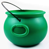 GIFTEXPRESS 8" Green Plastic Cauldron Bowl – Safe St Patrick's Day Candy Holder for Kids' Party Table, Lightweight Trick-or-Treat Pail