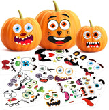 BainGsek Halloween Pumpkin Face Stickers for Kids – Safe No-Carve Decorating for Home Porch and Classroom Party Crafts