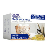 The Clean People Laundry Detergent Pods - Sensitive Skin Detergent for Cloth Diapers and Kids Clothes, Baby Unscented 192 Pack