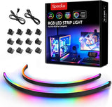 NEON WS2812 Magnetic RGB Strip Kit – Cozy Living Room Accent Lighting for Open-Air PC Builds & Battlestations, 2-Pack 5V 3-Pin ARGB