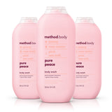 Method Body Wash Simply Nourish 3-Pack – Clean Design Neutral Pump Bottles for Uncluttered Bathroom Storage