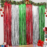 LOLStar Halloween Tinsel Fringe Curtain – Living Room Wall Backdrop Decor, 3.3 x 6.6 ft Orange Purple Black Foil Streamer