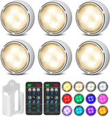 LuminAura LED Puck Lights with Remote – Flameless Battery Night Light for Bedrooms and Hallways, 2 Pack