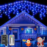 Ollny Icicle Lights Holiday Gift Set 504 LED Linkable 3 Pack with Remote for Parents and Neighbors Who Love Christmas Decor