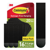 Command 20 lb XL Picture Hanging Strips – Damage-Free Wall Decor for Living Room Gallery Walls, Black Adhesive