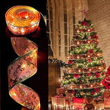 ANJAYLIA Ribbon Lights for Christmas Tree – Clean Scandinavian Style Decor, 32ft Single Strand Gold Edge LED Mesh Garland
