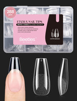 Beetles Gel Nail Tips Flat-X – Thoughtful Valentine's Day Gift for Mom, Long-Lasting Coffin Press-On Nails for Pre-Event Salon Look at Home