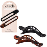 Kitsch Flat Claw Clip Set – Clean-Lined Hair Accessories for Capsule Wardrobes, 3pc Neutral Set
