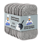 MR.SIGA Hand-Friendly Dish Sponges for Mindful Home Cooks, Fatigue-Free Reusable Scrub Sponge 6 Pack