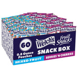 Welch's Fruit Snacks Mixed Fruit & Berries Variety – Diabetic Friendly Low Fat Snack for Managing Blood Sugar On the Go, 0.8 oz Pouches, 60 Count