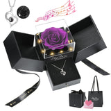 Emibele Preserved Rose and Heart Necklace – Calming Bedroom Nightstand Décor for a Restful Wind-Down Ritual