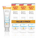 Burt's Bees Extra White Toothpaste – SLS-Free Fluoride Paste for Mindful Oral Care and Wind-Down Self-Care, 4.7 oz Pack of 3