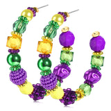 Holiday Hoop Earrings for Women – Charming Birthday Gift for Her with Glitter Enamel Shamrock, Bunny, Sombrero and Mardi Gras Letter Charms