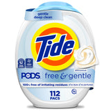 Tide Free and Gentle Laundry Pacs for Cloth Diapers and Toddler Outfits, Hypoallergenic Baby Detergent