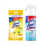 Lysol To Go Bundle - Parent-Approved Travel Disinfectant Spray and Lemon Lime Wipes for School Lunchboxes and Playground Equipment