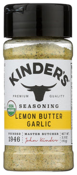 KINDERS Organic Lemon Butter Garlic Seasoning – Streamlined Spice for Less-Is-More Kitchens, 3.3 oz Resealable Jar