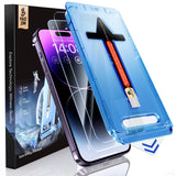 MAGIC JOHN iPhone 14 Pro Max 2 Pack Tempered Glass with Clean Alignment Tray, Clutter-Free Install for Minimalist Phone Setups