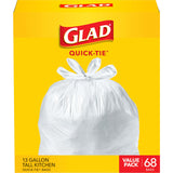 Glad Tall Kitchen Liners 13 Gal – Streamlined Quick-Tie Closure for Intentional, Tidy Homes