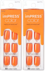 KISS imPRESS Press On Nails – Stocking Stuffer Birthday Gift for Women, No Glue Short Squoval Manicure Kit