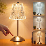 Dask Lamp Cordless Touch Table Lamp – Crystal Accent Light for Bedroom Nightstand and Cozy Living Room