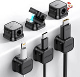JOYROOM Adhesive Cord Holder for Home Office Desk, One-Handed Magnetic Clamp to Keep Cables Within Reach While You Work