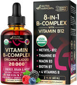 NUTRAHARMONY USDA Organic B-Complex Drops – Thoughtful Wellness Gift for Vegans on Birthdays and Holidays