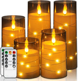 Homemory Star String Fairy Light Candles – Bath Time Wind Down Ritual, Ivory Flameless LED Set of 5 with Remote