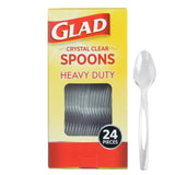 Glad Clear Plastic Spoons for Uncluttered Kitchens, Simple Clear Disposable Spoons for Intentional Hosting, 24 Count