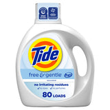 Tide Free and Gentle Laundry Detergent – Hypoallergenic Wash for Adults with Eczema or Dermatitis, Perfume-Free, 84 fl oz